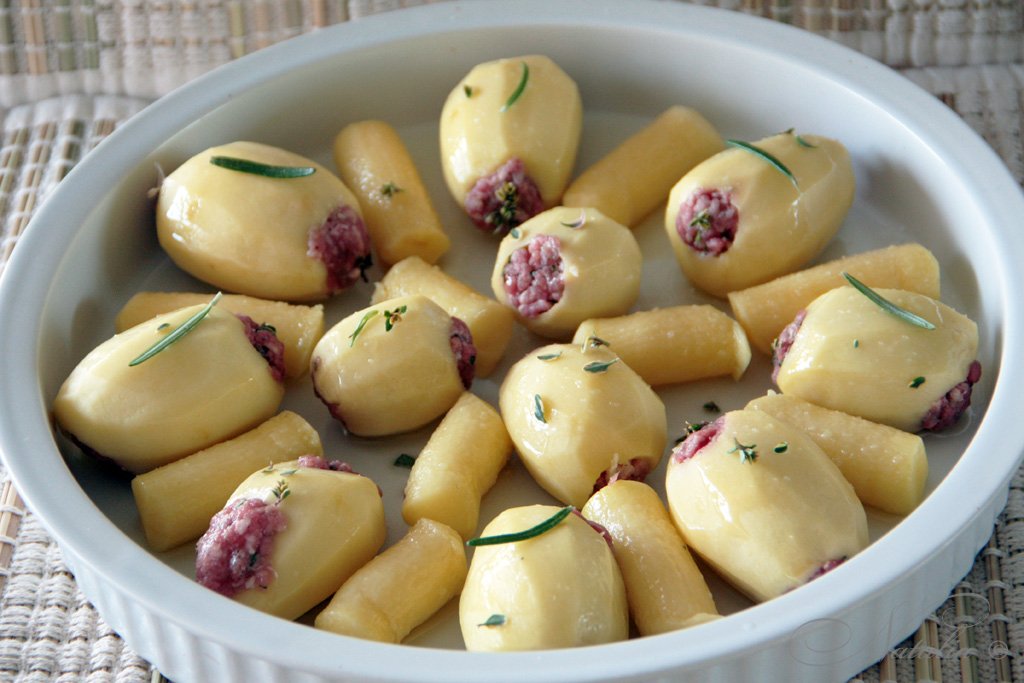 Картошка фаршированная в духовке рецепт с фото пошагово в
