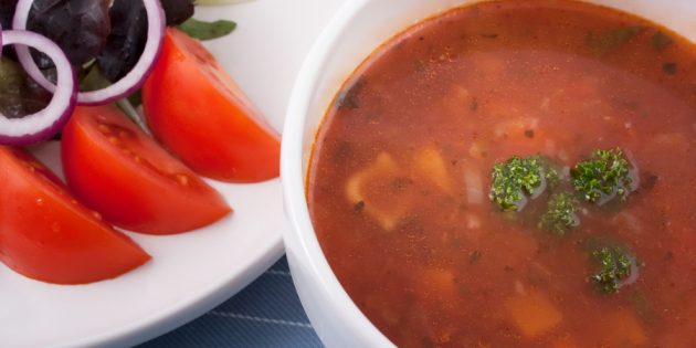 овощные супы: томатный суп с перцем