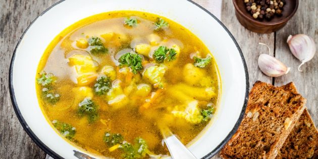 овощные супы: гороховый суп с цветной капустой