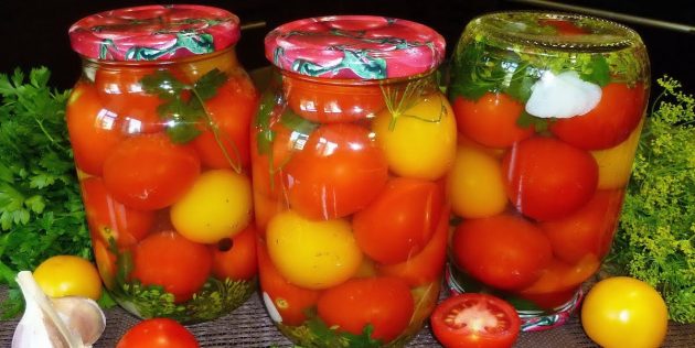 Рецепты: Маринованные помидоры с зеленью