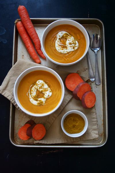 Фото Суп-пюре из кабачков и моркови с приправой карри