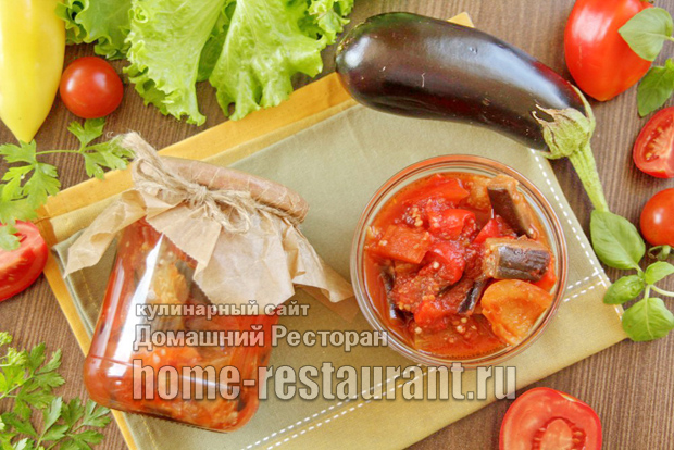Баклажаны и перцы в томатном соусе фото
