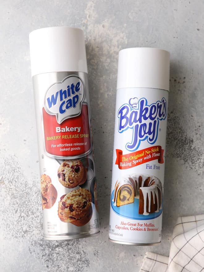 Nonstick baking spray will prevent cake from sticking to the pan
