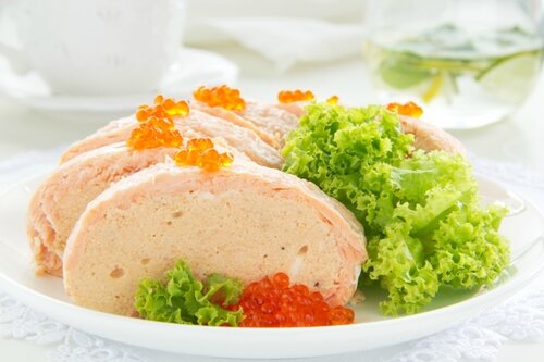 Souffle salmon baked in the oven.