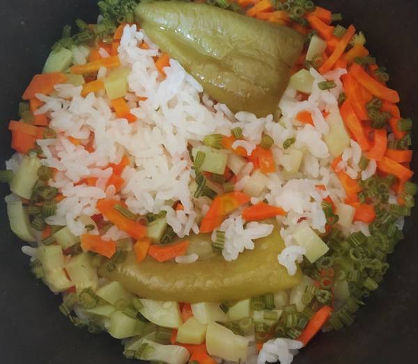 Рис с овощами на пару для прикорма