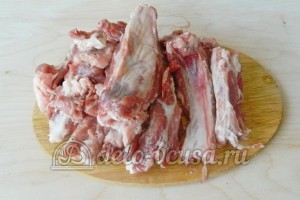 Свиные ребрышки в пакете для запекания: Промываем ребрышки