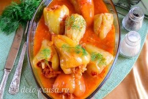 Перец, фаршированный овощами: Горячее блюдо можно подавать к столу