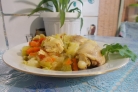 Тушеная капуста с кабачком и курицей