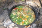 Суп из баранины с баклажанами в казане