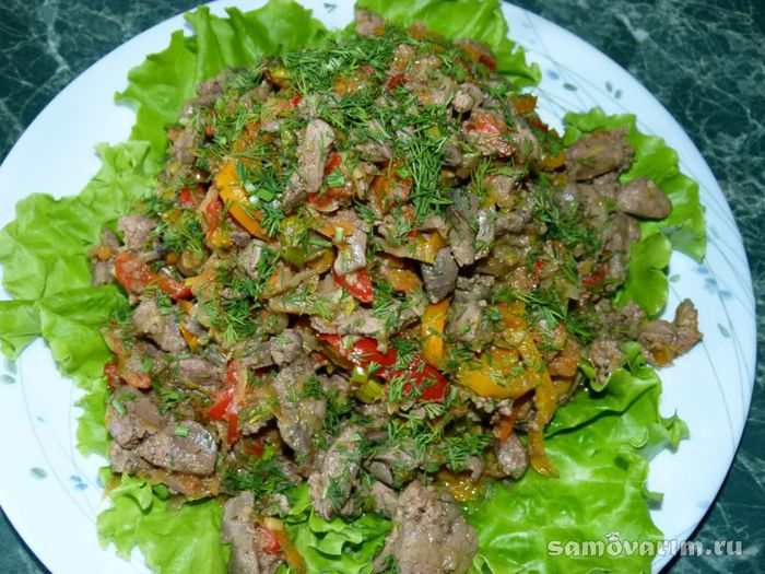 Вкусные рецепты салата с говяжьей печенью