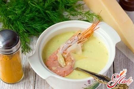 сырный крем суп с креветками