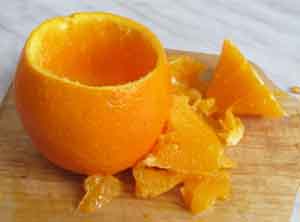 Кожура апельсина без мякоти для наполнения салатом