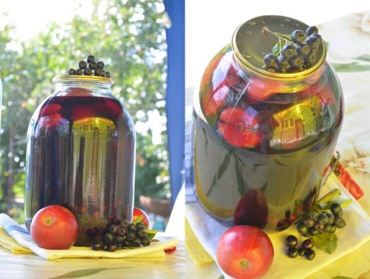 яблочный компот с черноплодной рябиной 