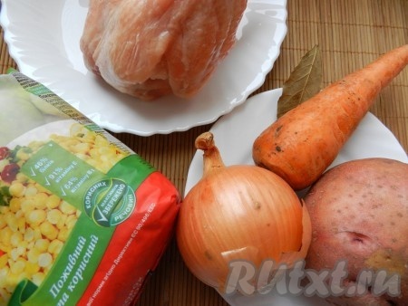 Ингредиенты для приготовления горохового супа с курицей