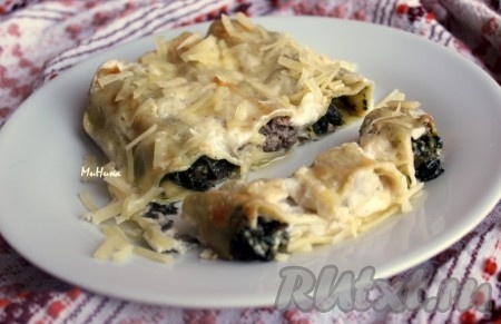 Каннеллони с фаршем и грибами