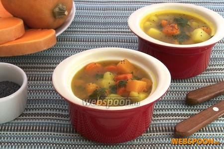 Фото рецепта Суп из тыквы с маком