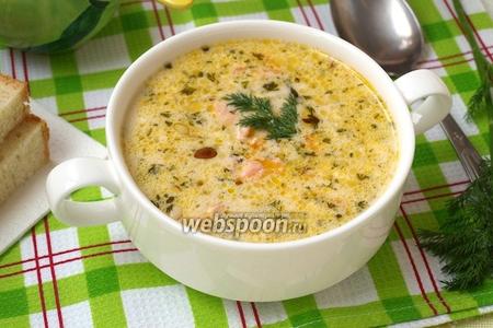 Фото рецепта Сырный суп с лососем