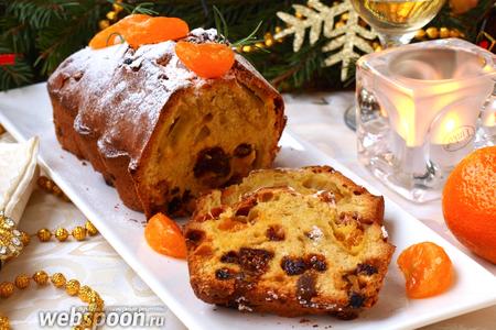 Фото рецепта Рождественский кекс с мандаринами и сухофруктами