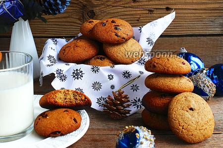 Фото рецепта Овсяно-ржаное печенье с клюквой