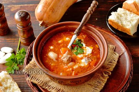 Фото рецепта Суп из фасоли и тыквы