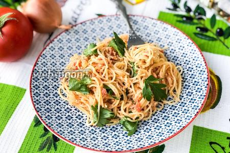 Фото рецепта Спагетти с яйцом и помидорами