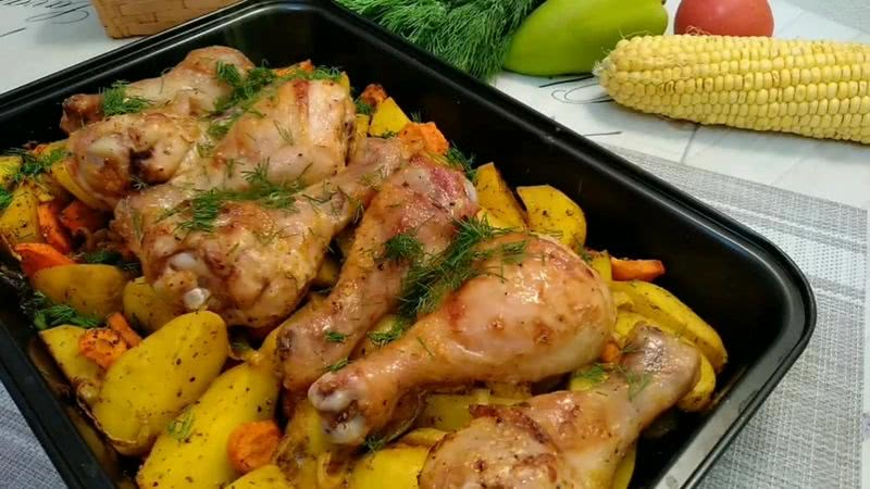 курица с картошкой