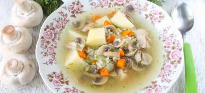 грибной суп с рисом и картошкой