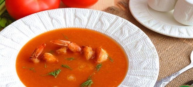 томатный суп пюре с креветками