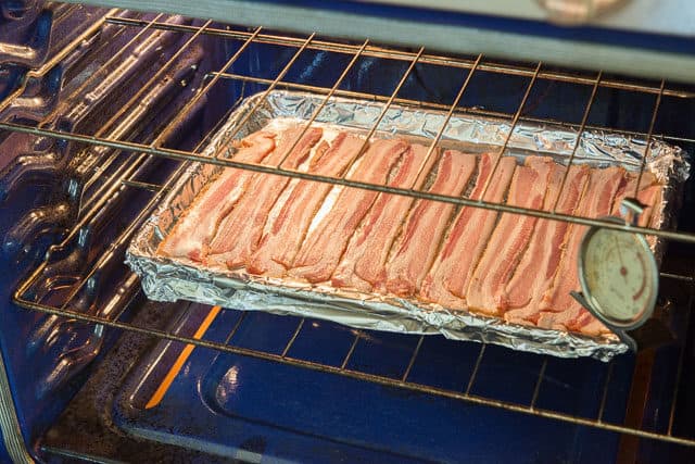 Cooking Bacon in Oven - Sheet pan on Middle Rack of Oven 