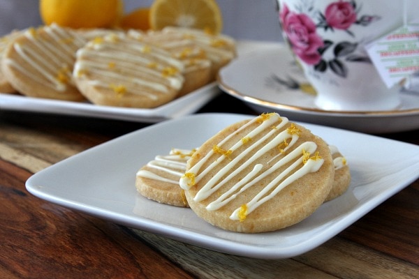 Lemon Shortbread Cookies with White Chocolate Drizzle