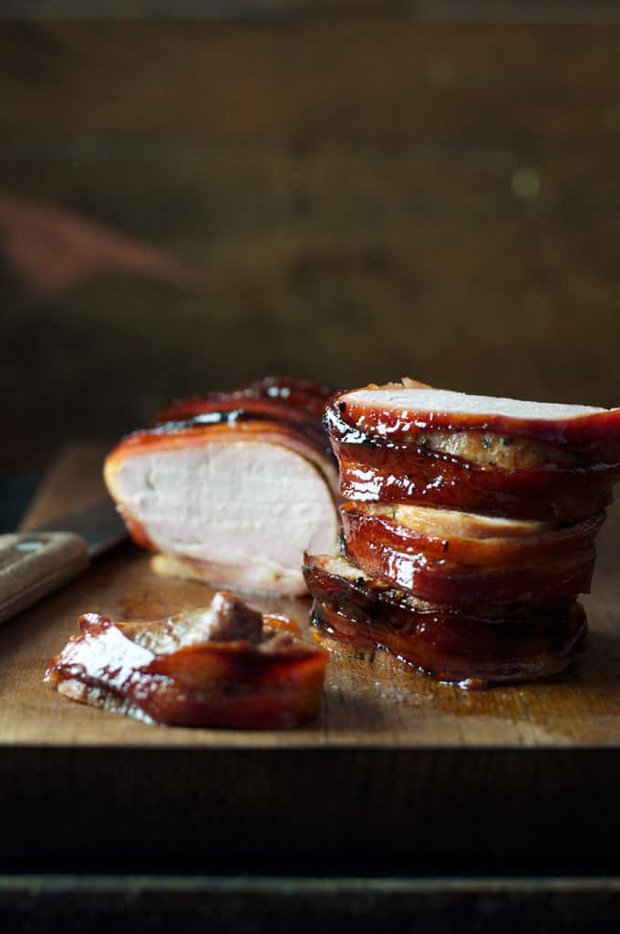 Bacon Wrapped Pork Tenderloin - Pork, Maple, Bacon & Olive Oil is all you need to make this. Easy enough for midweek, fancy enough for dinner parties. recipetineats.com