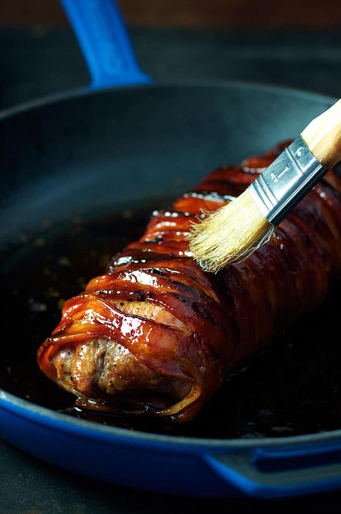 Bacon Wrapped Pork Tenderloin - Pork, Maple, Bacon & Olive Oil is all you need to make this. Easy enough for midweek, fancy enough for dinner parties. recipetineats.com