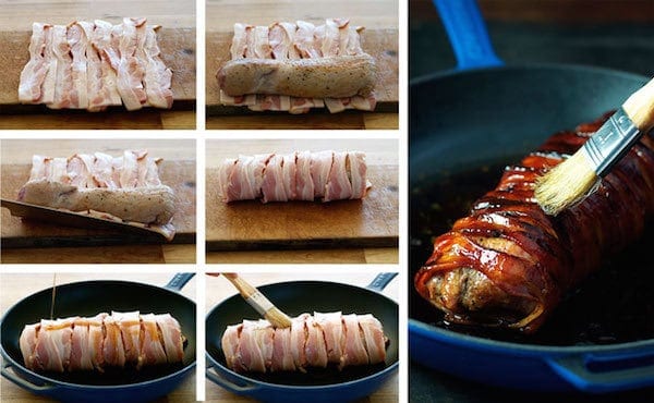 Maple Bacon Wrapped Pork Tenderloin (4 Ingredients) - Pork + Maple + Bacon + Olive Oil is all you need to make this. Easy enough for midweek, fancy enough for dinner parties.